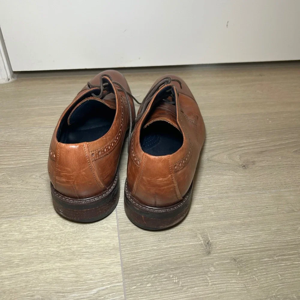 Cole Haan Mens British Tan Leather Cap Toe Brogue Derby Shoes Size 12 M Classic